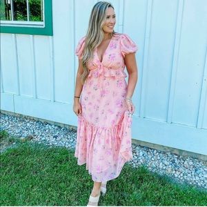 LoveShackFancy Target floral fleur midi pink dress